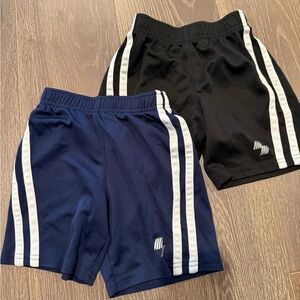 2 Piece Lot Bundle of Kids Black and Blue Athletic Shorts